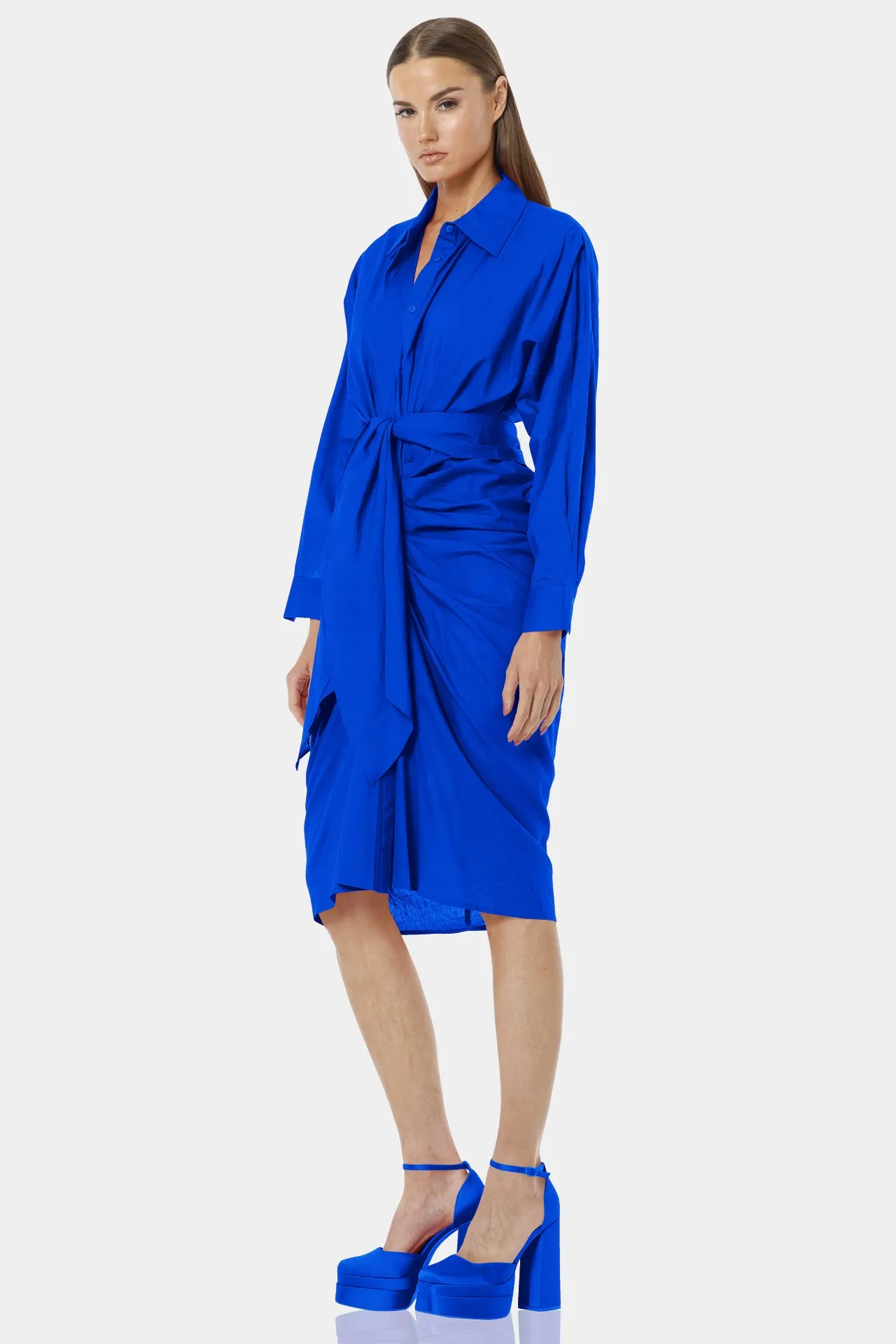 Designer Royal Blue Shirt Dress