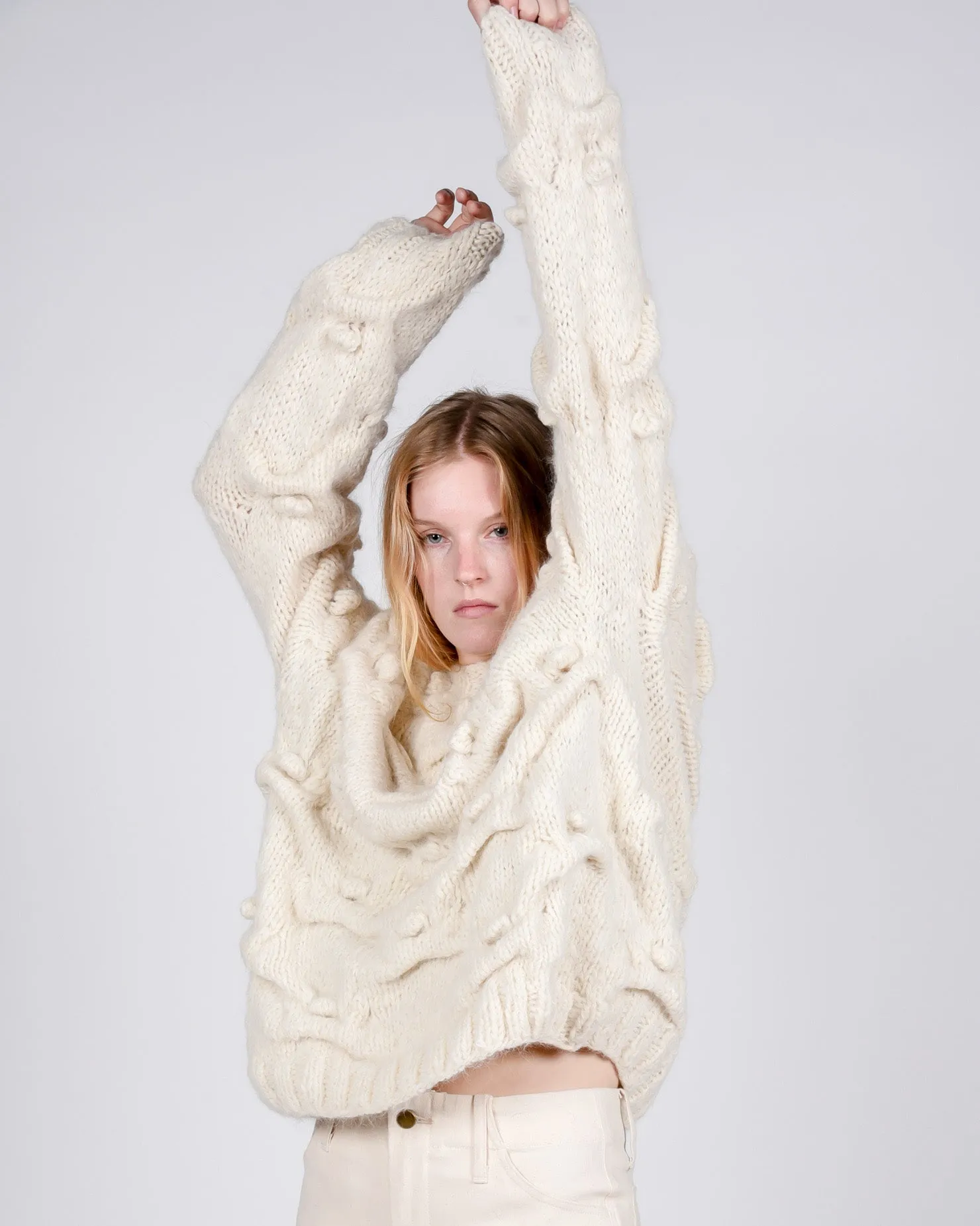 Handknit suri alpaca cloud pullover